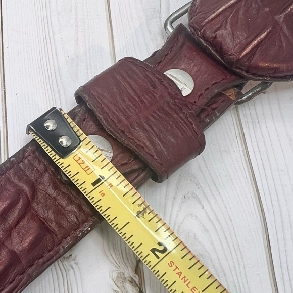 Admirable Genuine Alligator Crocodile Cayman Belt w/ Buckle Red Brown - Picture 7 of 9